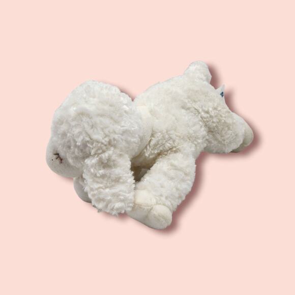 Fluffy Soft Little White LAMB Sleeping 10" Stuffed Animal Baby Gund Winky Rattle - Picture 3 of 8
